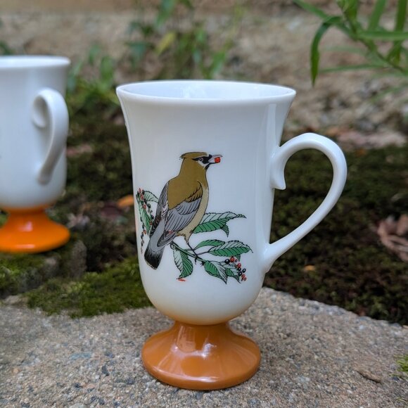 Vintage 60s 70s Irish Coffee Mug Set of 6 Made in Japan Bird Hot Toddy Glass Set - Picture 2 of 8